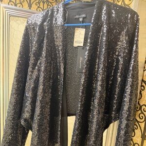 Black Sequin Open-Front Women's new with tags top size medium